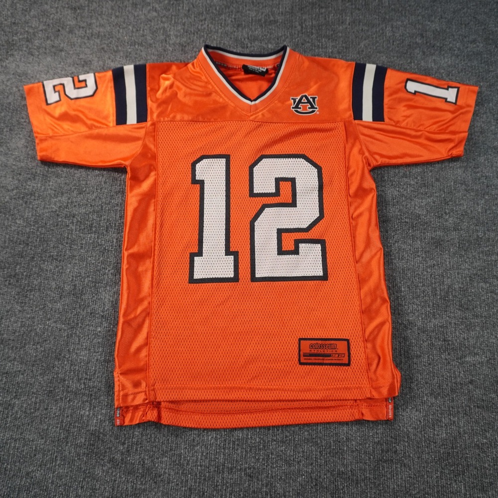 Colosseum Auburn Tigers Jersey Youth Medium Orange Football #12 Mesh NCAA Logo